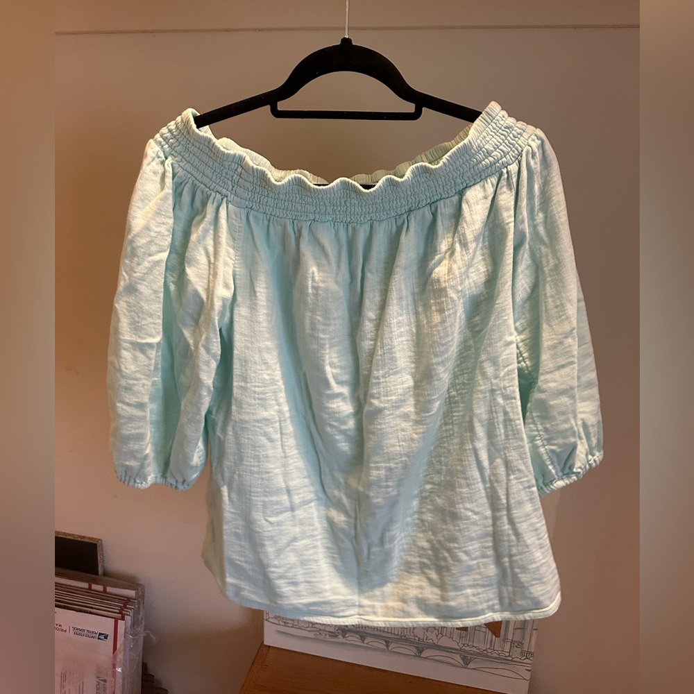 Light Blue Off-Shoulder Women's Top Vineyard Vines